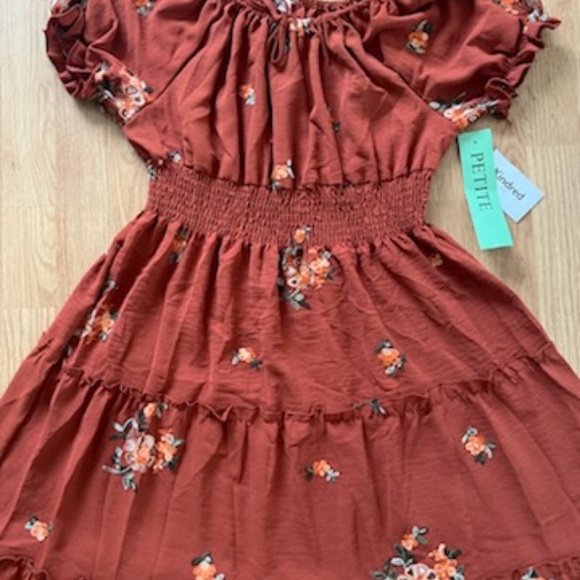 NWL Kindred Boho Chic Tiered Maxi Dress Floral Rust/Yellow Petite XL - Picture 3 of 9